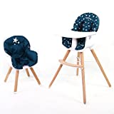 Trona Bebe Evolutiva-desde 6 meses hasta 5 años, cojín reversible, bandeja ajustable, fabricada en Francia - 3 colores (Star Blue)