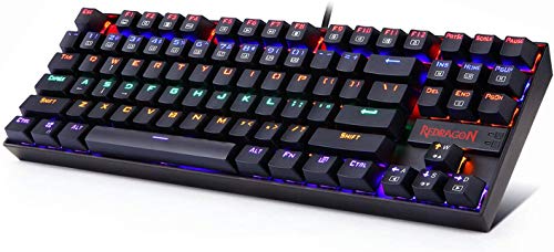 Redragon K552 Rainbow KUMARA Teclado Mecánico Gaming TKL para Windows PC, Switch Red, Interruptores Rojos, Reforzado, Retroiluminado Rainbow Multicolor, Distribución Española - Negro