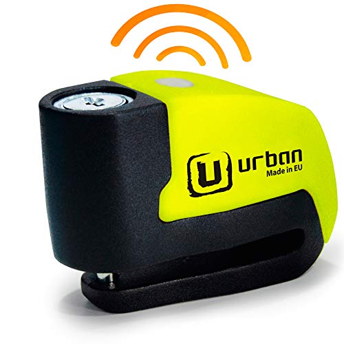 Urban Security UR6 Candado Antirrobo Disco con Alarma+Warning 120dBA, 6 mm, Made In EU