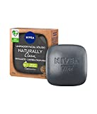 NIVEA Naturally Clean Exfoliante Facial Sólido Limpieza Profunda (1 x 75 g), limpiador facial 100% de origen natural, pastilla enriquecida con carbón activo