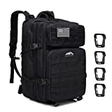 ZEHNHASE Mochila Táctica Impermeable 45L Gran Capacidad Nylon 600D Múltiples Bolsillos para Senderismo Acampada, Montañismo, Caza, Aire Libre Ciclismo y más(Negro)
