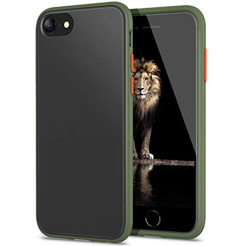 YATWIN Funda para iPhone SE 2020, Funda iPhone 8, Funda iPhone 7 Transparente Mate Case, [Shockproof Style] Botones Coloridos, Carcasa Protectora para iPhone SE 2020 / iPhone 7/8 4.7''-Ejército Verde