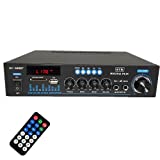 Amplificador HiFi 180W X 2, Bluetooth 2.0 Canales Audio Equipos de Musica, SD Card/USB Input/ FM Radio, para PC, TV, Amplificador Coche, casa Altavoz, subwoofer BT 12v 220V