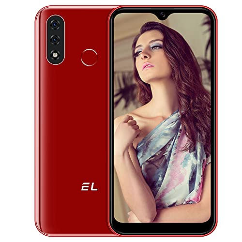 EL D60 Pro Smarthphone Libre, Android 10 4G Teléfono Móvil 3GB + 32GB (SD 128GB) Pantalla 6,1 Pulgadas, Batería 4000mAh, Cámara Triple 13MP Movil Libre Barato Dual SIM Face ID/Huella Rojo