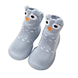 KLGR Calcetines de punto para bebé, zapatos para niños, zapatos para aprender a andar, zapatos para niñas, zapatos para gatear, calcetines para el suelo, zapatos para niños, antideslizantes, gris, 20