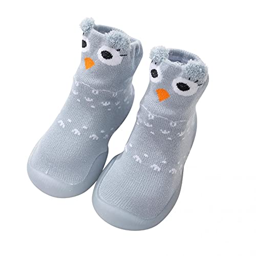 KLGR Calcetines de punto para bebé, zapatos para niños, zapatos para aprender a andar, zapatos para niñas, zapatos para gatear, calcetines para el suelo, zapatos para niños, antideslizantes, gris, 20