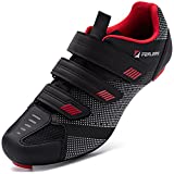 URDAR Zapatillas Ciclismo MTB Hombre Fibra de Carbono Calzado Deportivo de Montaña Compatibles con Zapatillas Ciclismo Carretera Cómodo Transpirable Ligero Zapatillas de Ciclismo(Rojo Negro,40 EU)