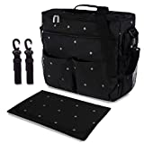 minki micos Bolso cambiador para carrito de bebé. Organizador con interior térmico, ganchos y correa universal. Compacto y moderno. (Negro)