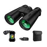 AYUTOY Prismaticos Profesionales,12x42 HD Prismaticos Vision Nocturna con Adaptador de Teléfono, Prismas BaK4 y FMC. Ideales para Observación de Aves, Senderismo, Astronomía y Camping