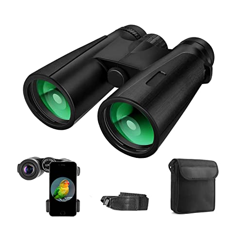 AYUTOY Prismaticos Profesionales,12x42 HD Prismaticos Vision Nocturna con Adaptador de Teléfono, Prismas BaK4 y FMC. Ideales para Observación de Aves, Senderismo, Astronomía y Camping