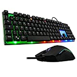 The G-Lab Combo Zinc Pack de Teclado Gaming USB y Ratón Multicolor Retroiluminación – Teclado Gaming QWERTY - Incluye Anti-Ghosting + Ratón Gaming 6 Botones 2400 dpi – PC PS4 Xbox One (Negro)