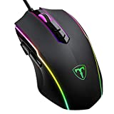VIVIJO Ratón Gaming con Cable, 5 dpi Adjustables hasta 7200, Gaming Mouse Óptico, Ratón Ergonómico Óptico RGB con 8 programables Botones y Iluminación RGB para PC, Portátil