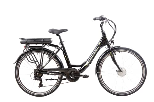 F.lli Schiano E- Moon Bicicleta eléctrica, Adultos Unisex, Negra, 26"