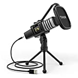 Micrófono USB de Cardioide TONOR para Ordenadores PC, Micrófono con Soporte de Trípode, Filtro Antipop, Soporte Gaming, Streaming, Podcasts, YouTube, Locución, Skype, Twitch, Discord, modelo TC30