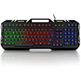 Teclado Gaming con Cable USB, Metal Retroiluminado RGB Teclados para Juegos, Resiste al Agua Anti-Ghosting Teclado para PC/Laptop / PS4 / Xbox One
