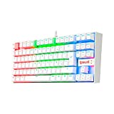 Redragon K552RGB Kumara White - Teclado Gaming Mecánico - Tenkeyless - Interruptores Rojos - Reforzado - Retroiluminado RGB - Distribución Española - Color Blanco- PC Windows Compatible