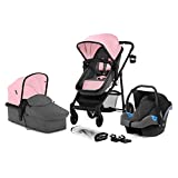 Kinderkraft Carrito Bebé 3 en 1 JULI, Silla de Paseo, Silla Coche, Accesorios, Rosa