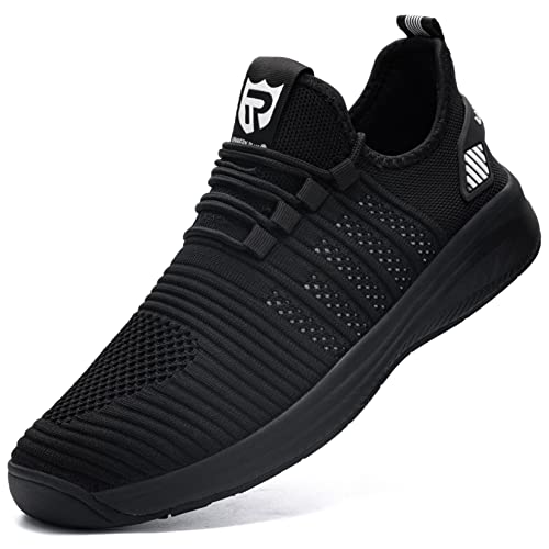 LARNMERN PLUS Zapatillas Impermeables Hombre Ligero Zapatos para Correr Transpirable Casual Gimnasio Sneakers (Negro Blanco,41 EU)