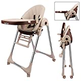 OUNUO Trona Bebé Ajustable, Trona para Bebe Evolutiva, Trona para Bebes Reclinable, Ajustable y Plegable con 4 ruedas, Segura, Cojín Bebé Confort, De 6 a 36 meses