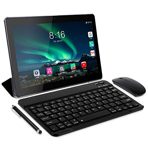 Tablet 10 Pulgadas 8 Core - TOSCiDO Android 10.0,4G LTE Tablets,4GB de RAM y 64 GB,Dobles SIM, GPS,WiFi,Teclado Bluetooth,Ratón,Funda para Tableta y Más Incluidos - Gray