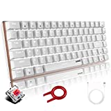 Teclado mecánico, AK33 Teclado mecánico para Juegos con Cable USB retroiluminado con LED Blanco, Teclado Compacto para Juegos de 82 Teclas con Teclas Anti-Efecto Fantasma(Interruptor Rojo, Blanco)