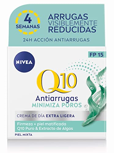 NIVEA Q10 Power Antiarrugas Cuidado de Día (1 x 50 ml), crema facial antiarrugas para piel mixta, crema hidratante con protector solar 15, crema antiedad