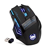 Zelotes Ratón Inalámbrico con Receptor Nano,Ratón Gaming Inalámbrico, 2.4 GHz,7 botones,2400dpi Ratón óptico Ergonómico para PC/Mac (Negro)