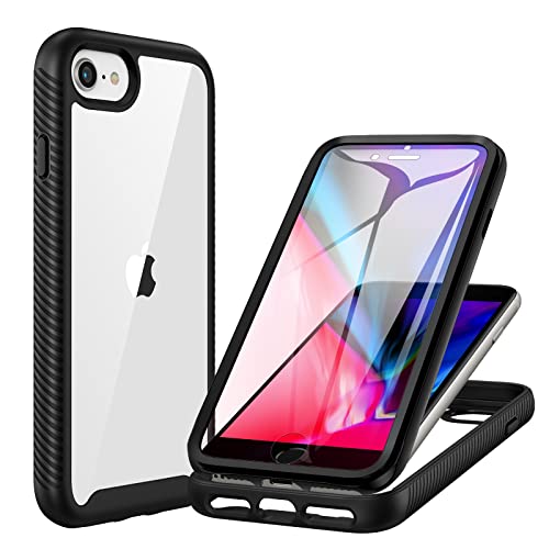 CENHUFO Funda iPhone SE 2020 /SE 2022 /SE 3, Funda iPhone 8/7 / 6S /6, Carcasa Antigolpes 360 Grados con Protector de Pantalla Integrado Robusto Transparente Bumper Doble Cara Completa Case - Negro