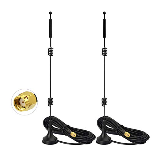 Bingfu Antena WiFi Doble Banda 2.4GHz 5GHz 5.8GHz RP-SMA Antena 9dBi Base Magnética MIMO (2-Paquete) para Hotspot Router Inalámbrico WiFi Tarjeta de Red Mini PCI Express PCIE Adaptador USB