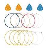 Cuerdas para guitarra acústica, kinbom 2 juegos de 6 cuerdas para guitarra, 1 unidades, dorado y plateado con mezcla de color 1 Pack (regalo: 4 púas)