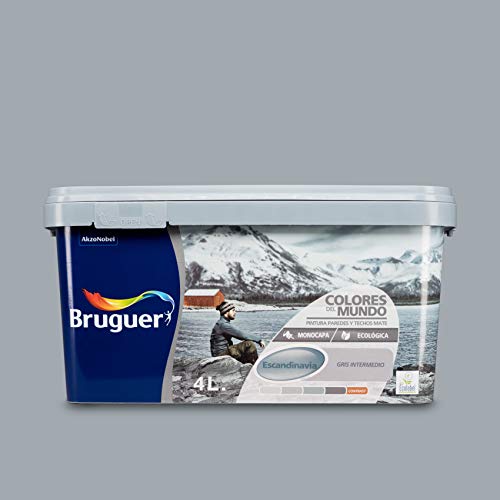 Bruguer Colores del Mundo Pintura para paredes monocapa Escandinavia Gris Intermedio 4 L