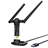 BrosTrend 1200mbps Adaptador WiFi USB de Largo Alcance, Windows 11 Banda Dual de 5GHz Red Alta Velocidad 867Mbps, 2.4 GHz 300Mbps, 2 Antenas de 5dBi, Receptor de Red para PC portátil de Escritorio