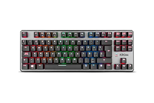 Krom Teclado Gaming Kernel TKL -NXKROMKRNLTKL - Teclado Mecanico, sin Teclado numerico, iluminacion LED RGB, silencioso, Layout Español
