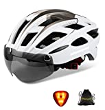 Casco bicicleta/Casco Bicic con luz,Certificado CE, casco bicicleta adulto con Visera Magnética Desmontable Gafas de Protección Super Light Casco Integral de Bicicleta Skateboarding Ski & Snowboard