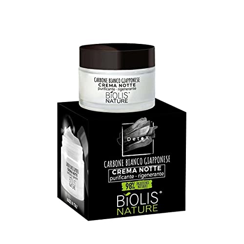 Biolis Detox - Crema facial nocturna al carbón blanco japonés, 50 ml