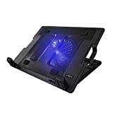 Ewent EW1258 Base de refrigeración para ordenador portátil de 12 a 17 pulgadas con 2 puertos USB, 1 ventiladores, luz LED azul, selección de angulo de vista
