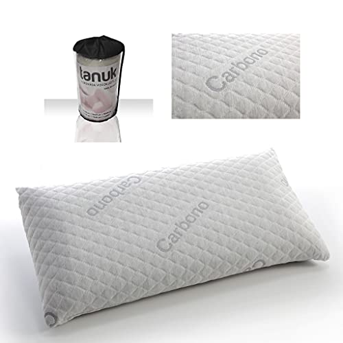 Almohada Viscoelastica Carbono Tanuk 150x35 Firmeza Media Microfibras con Nanoparticulas de Carbono Transpirable y Termoregulador Envio y Subida a Domicilio Incluidos Fabricado en Espana