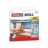 tesamoll Silicona PREMIUM FLEXIBLE , Tira de Silicona Adhesiva para Sellar Brechas de Ventanas y Puertas , Blanco , 6 m x 8 mm x 1-7 mm