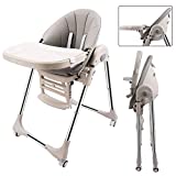 OUNUO Trona para Bebe Evolutiva, Trona para bebés con bandeja extraíble, Ajustable y Plegable con 4 ruedas, crece con el niño 0 meses - 6 años，Segura-Gris