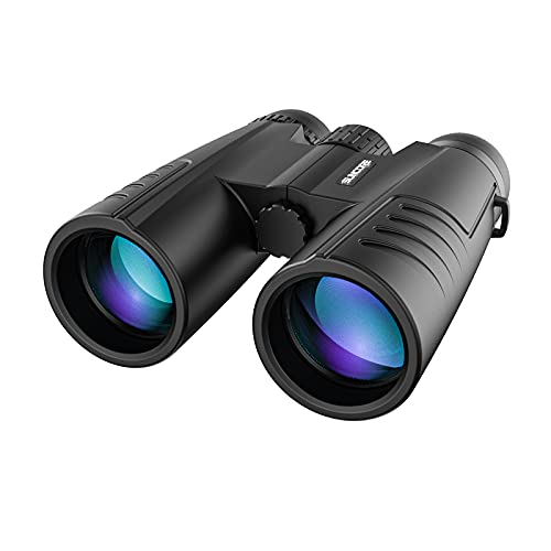 Fretrecy Prismáticos 12x42 para Adultos y Niños, con Visión Nocturna Binoculares para Observación de Aves, Senderismo, Viajes, Caza y Deportes, Conciertos y Teatro con Lentes FMC BAK4 (5 en 1)