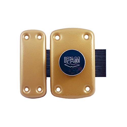 Ifam B5/50 (025350F) – Cerrojo de seguridad para puerta, sistema de apertura pomo/llave, palanca de 110 mm y 2 vueltas, 3 llaves, Latón