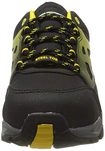 AmazonCommercial – Calzado de seguridad con puntera de acero para hombre y mujer, zapatillas protectoras para la industria, zapatillas de trabajo para la construcción, negro/amarillo, talla 41