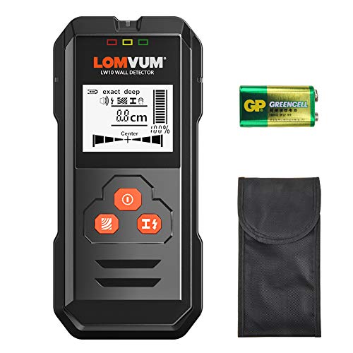 Detector de Pared, LOMVUM LW10 3 en 1 Detector de Metal, Madera y AC Cable, Profesional Detector Digital, Multiples modos de detección ，Pantalla LCD Retroiluminada, con una Bolsa de Transporte (Black)