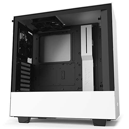 NZXT H510 Caja PC Gaming Semitorre Compacta ATX, Panel frontal E/S Puerto USB de Tipo C , Panel lateral de Cristal Templado, Preparado para Refrigeración líquida, Blanco/Negro