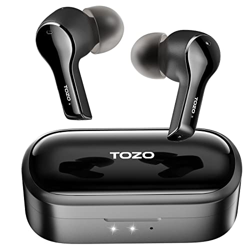 TOZO T9 True Wireless Earbuds Cancelación de Ruido Ambiental 4 Micrófonos Bluetooth 5.0 Auriculares con Estuche de Carga inalámbrica Liviana IPX7 Micrófono Integrado a Prueba de Agua Negro
