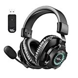 REDSTORM Auriculares Gaming Inalámbricos, 2.4G Auriculares para Juegos Estéreo Inalámbricos, con Micrófono y Control de Volumen, Adecuados para PC, Mac, PS4, Iluminación Degradada RGB