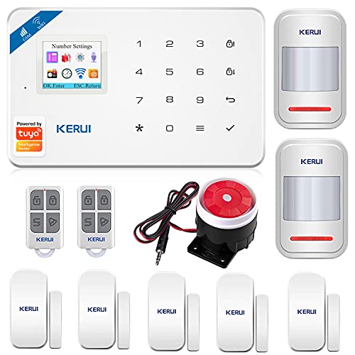 KERUI W18 GSM WIFI Sistema de Alarma Seguridad para Hogar por CALL/SMS/APP, Kits Alarma Antirrobo Inalámbrico DIY con Detector/Sensor de Movimiento de Alarma Puerta sin cuotas para Casa/Tienda/Oficina