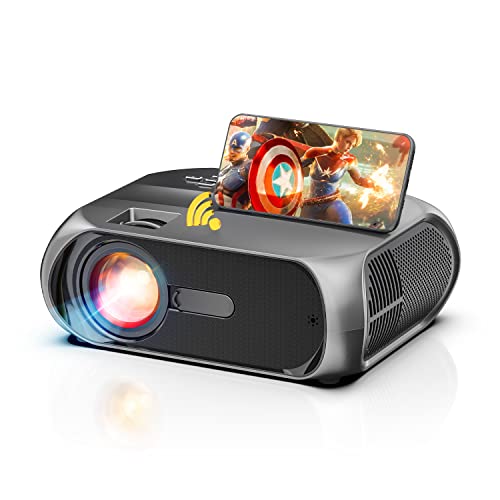 Proyector WiFi, Proyector Portátil para Exteriores Soporta 1080p HD, Proyector de Video LCD 65000LM y Contraste 9000:1, Adecuado para Cine en Casa, TV Stick/Smartphone/PS4/HDMI/USB