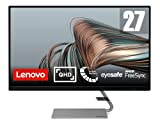 Lenovo Q27q-1L Monitor Gaming 27" 2K QHD con EyeSafe y diseño Elegante (2560 x 1440, IPS, 4 ms, 75 Hz, HDMI+DP, FreeSync, Base de Metal con Altavoz Integrado), Inclinación Ajustable - Iron Grey