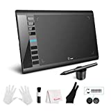 Ugee M708 Tabletas Gráficas Tableta de Dibujo Gráfico Digital de 10 x 6 Pulgadas 8 Teclas de Acceso Rápido 8192 Lápiz Optico Sin Batería de Presión Para Windows 10/8/7 Mac OS Artist Case Hobbyists